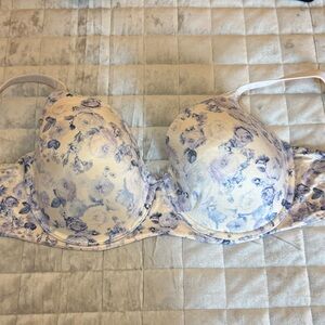 Victoria's Secret Blue and Cream Floral Bra